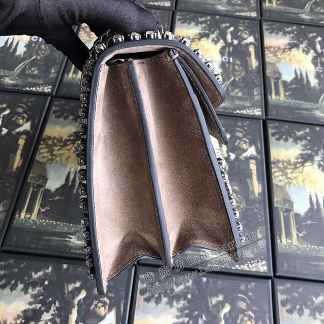 Gucci包 古馳女包 400249pvc杏磨砂鑽 原單Gucci鏈條斜挎包 Gucci酒神包  gudj1240